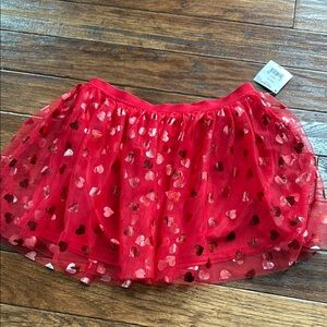 Red Heart Patterned Tulle skirt NWT 10/12